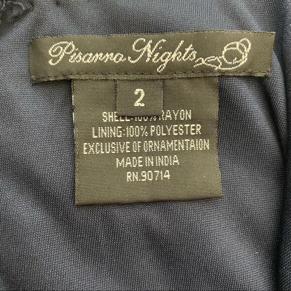 NEW PISARRO NIGHTS Embroidered Mesh Gown - Picture 7 of 8